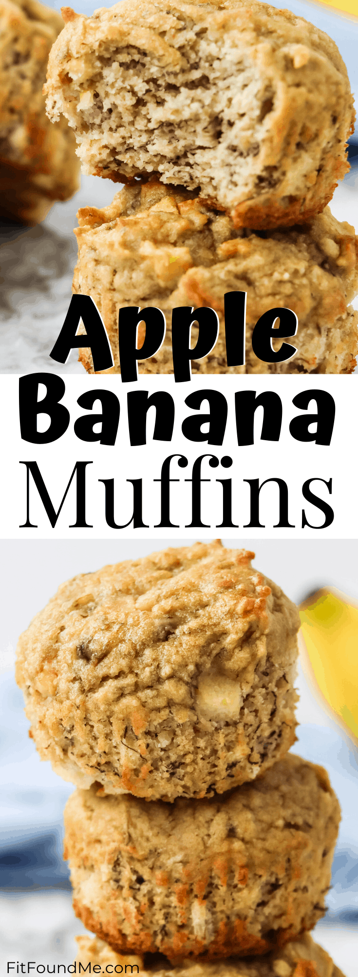 Closeup of apple banana muffins.