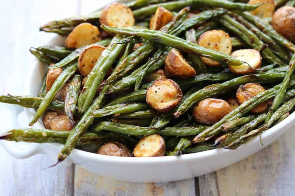 fresh green beans roasted with small potatoes