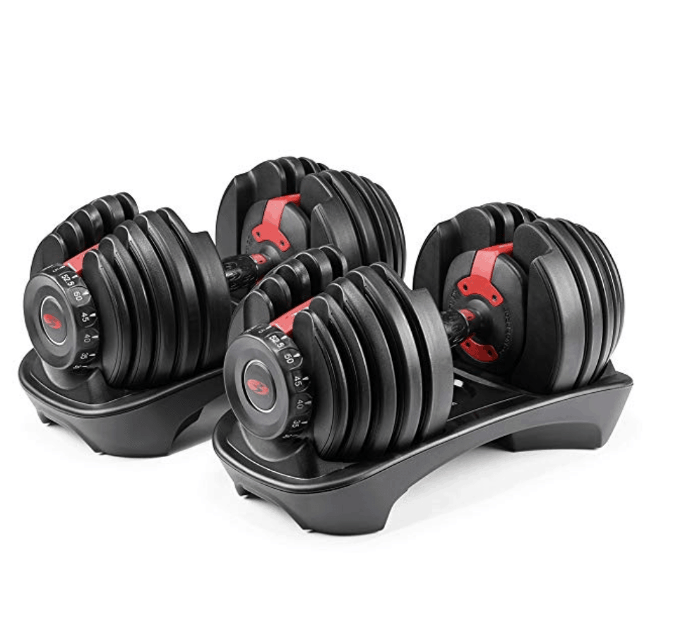 set of bowflex selectech weights for small space home gym