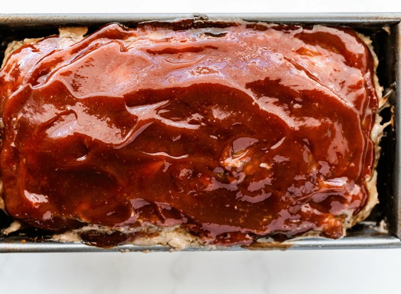 meatloaf cooked with ketchup sauce on top